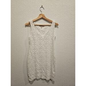 Banana Republic white crocheted v neck dress  sz 4